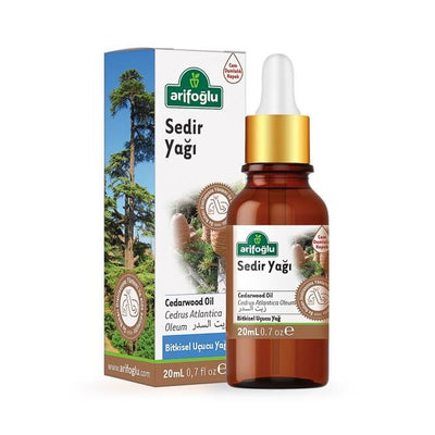 Arifoglu Cedarwood Oil 20ml in amber bottle with dropper