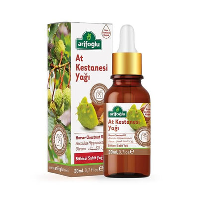 Arifoglu Horse Chestnut Oil 20ml in amber dropper bottle