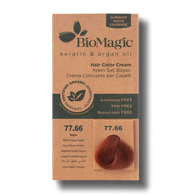BioMagic Hair Color Cream Cinnamon No: 77.66 packaging and product view