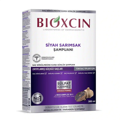 Bioxcin Black Garlic Shampoo 300 ml packaging and product view - Bioxcin