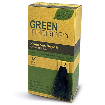 Green Therapy Hair Color Cream Black No: 1.0 packaging and product view - Green Therapy