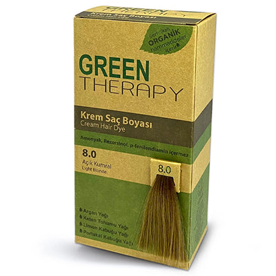 Green Therapy Hair Color Cream Light Brown No: 8.0 packaging and product view
