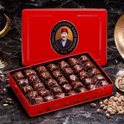H. Mustafa Chocolate Pistachio Baklava 1kg Tin - H. Mustafa