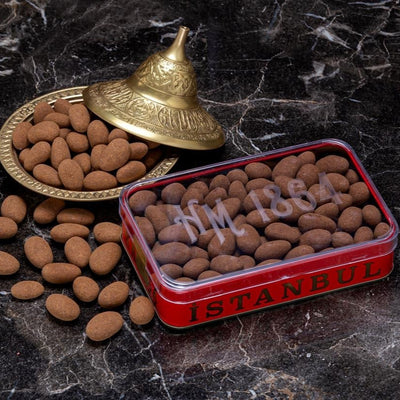 H. Mustafa Cinnamon Almond Chocolate Dragee 360g Large Metal Tin