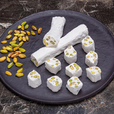 H. Mustafa Milk & Pistachio Roll Turkish Delight 1kg Tin