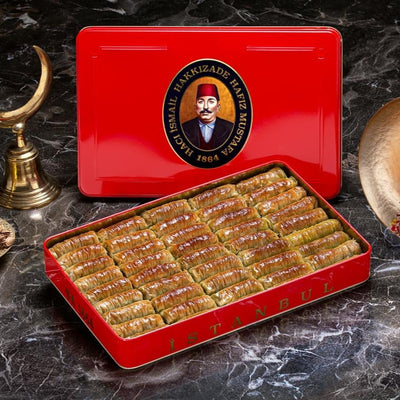 H. Mustafa Pistachio Sarı Burma Baklava 1kg Tin - H. Mustafa
