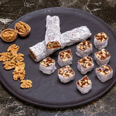 H. Mustafa Walnut Roll Turkish Delight 1kg Tin
