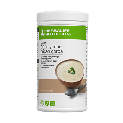 Herbalife Formula 1 Savoury Mushroom Meal Replacement Soup 550 g canister front view - Herbalife