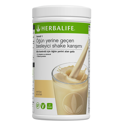 Herbalife Formula 1 Vanilla Nutritional Shake Mix 550 g canister front view - Herbalife