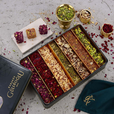 Karakoy Gulluoglu Coated Turkish Delight 1kg Metal Gift Box - Karakoy Gulluoglu