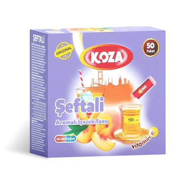 Koza Peach Flavored Instant Drink Powder 50 Sachets Box