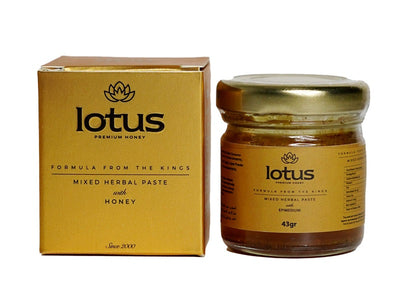 Lotus herbal honey strength paste in 43g glass jar