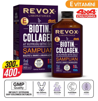 Revox Horse Tail Biotin Collagen Shampoo 360 ml bottle and packaging view - Revox