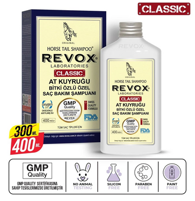 Revox Horse Tail Herbal Shampoo 360 ml bottle and packaging view - Revox