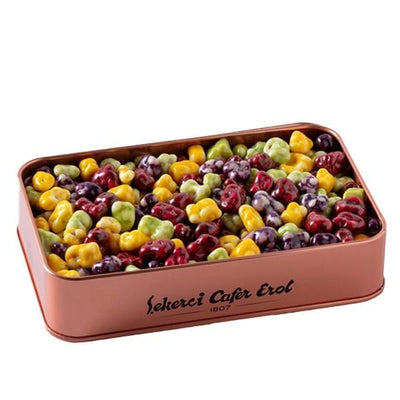 Sekerci Cafer Erol Mixed Fruit Dragees in Bronze Tin 300g - Sekerci Cafer Erol