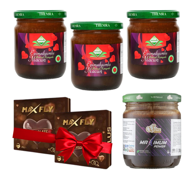 Themra Sidra Max Fly herbal set with paste jars and chocolate bars