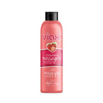 Viaxi massage oil with strawberry flavor in 177ml bottle