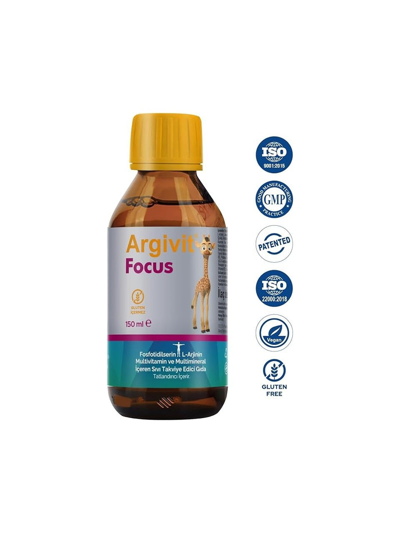 Argivit Focus Syrup 150 ml bottle for cognitive support - Argivit - Image 2