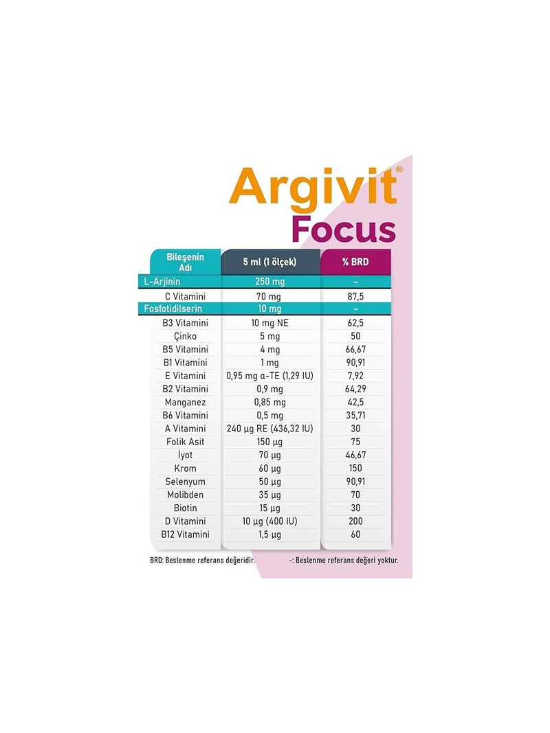 Argivit Focus Syrup 150 ml bottle for cognitive support - Argivit - Image 4