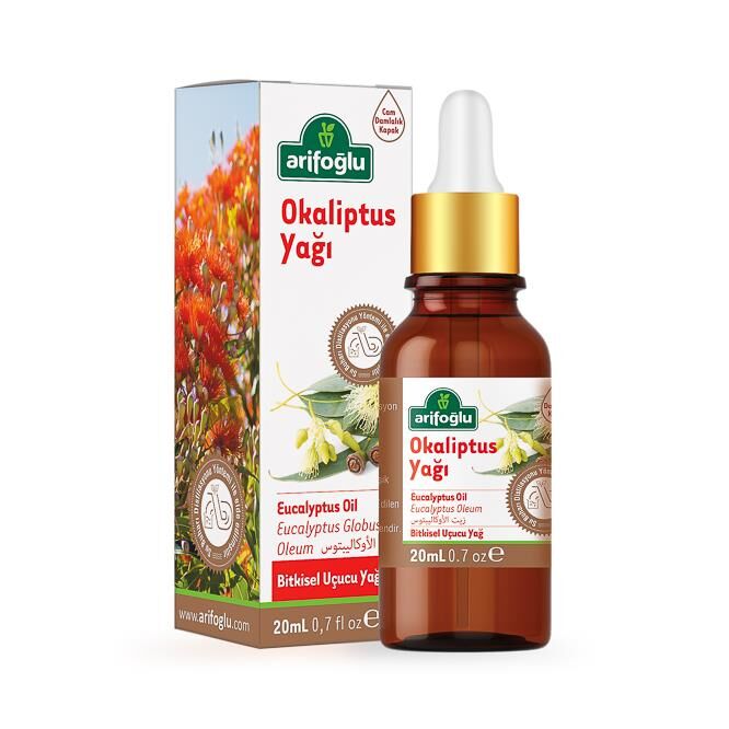 Arifoglu Eucalyptus Oil 20ml in amber glass bottle with dropper - Arifoglu