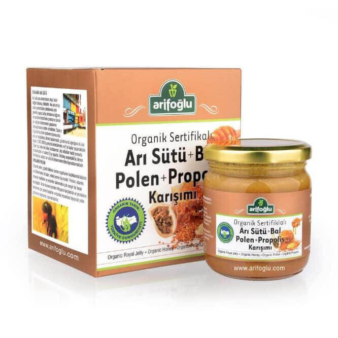 Arifoglu Organic Bee Milk Honey Pollen Propolis Paste 230g Jar