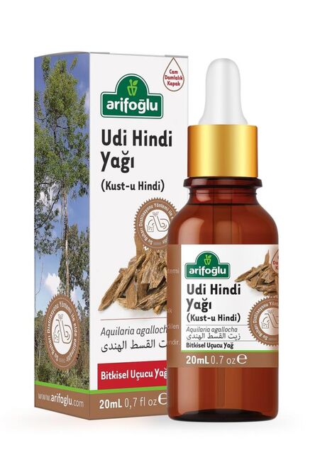 Arifoglu Oud Hindi Oil 20ml in amber glass bottle with dropper