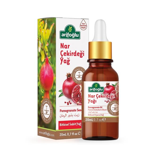 Arifoglu Pomegranate Seed Oil 20ml in amber bottle with dropper