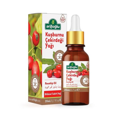 Arifoglu Rosehip Seed Oil 20ml in amber dropper bottle - Arifoglu