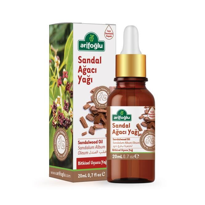 Arifoglu Sandalwood Oil 20ml in amber glass bottle with dropper
