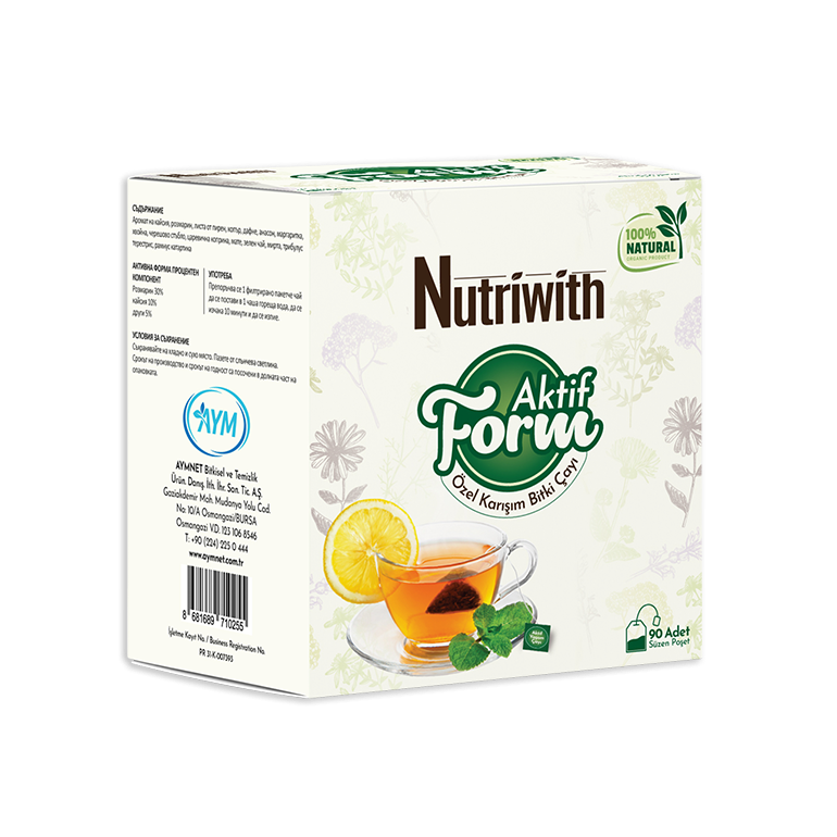 AYM Nutriwith Form Active Herbal Tea box with 90 filter bags - AYM