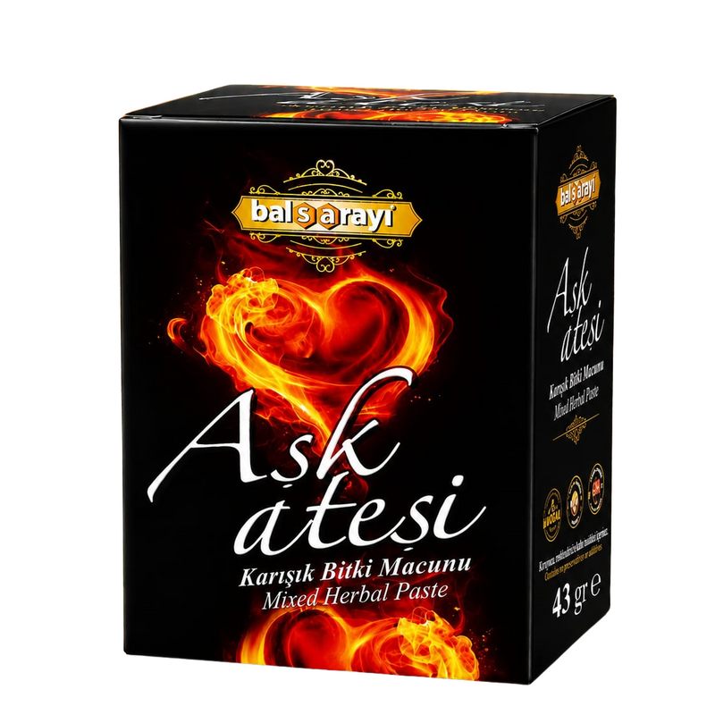 Balsarayi Ask Atesi Mixed Herbal Paste 43g – Premium herbal blend in a sealed glass jar for romantic moments - Image 1