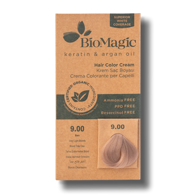 BioMagic Hair Color Cream Blonde No: 9.00 packaging and product - BioMagic