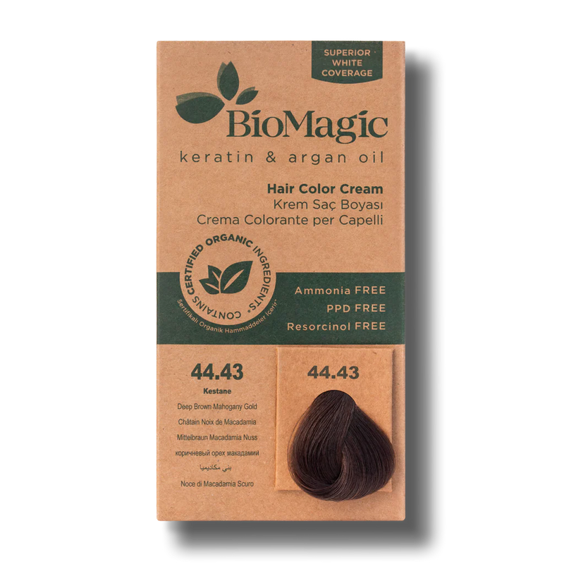 Translation missing: ar.BioMagic Hair Color Cream Chestnut No: 44.43 packaging and product view - BioMagic - accessibility.image_number 1