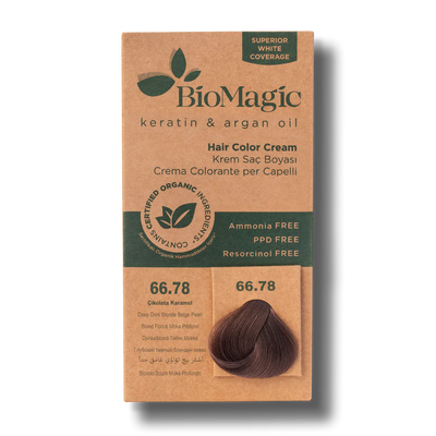 BioMagic Hair Color Cream Chocolate Caramel No: 66.78 packaging and product view - BioMagic
