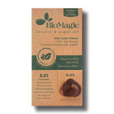 BioMagic Hair Color Cream Coffee Foam No: 6.03 packaging and product view - BioMagic