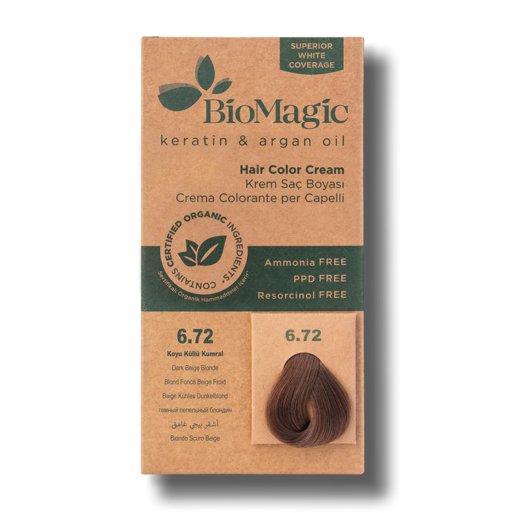 Buy BioMagic Hair Color Cream Dark Ash Brown No: 6.72 by BioMagic | Elafiya