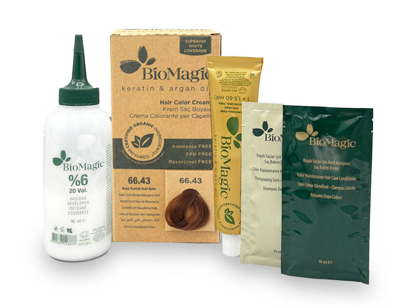 Translation missing: ar.BioMagic Hair Color Cream Dark Brown Red Copper No: 66.43 packaging and product view - BioMagic - accessibility.image_number 3