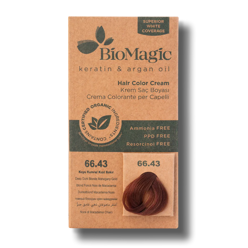 Translation missing: ar.BioMagic Hair Color Cream Dark Brown Red Copper No: 66.43 packaging and product view - BioMagic - accessibility.image_number 1