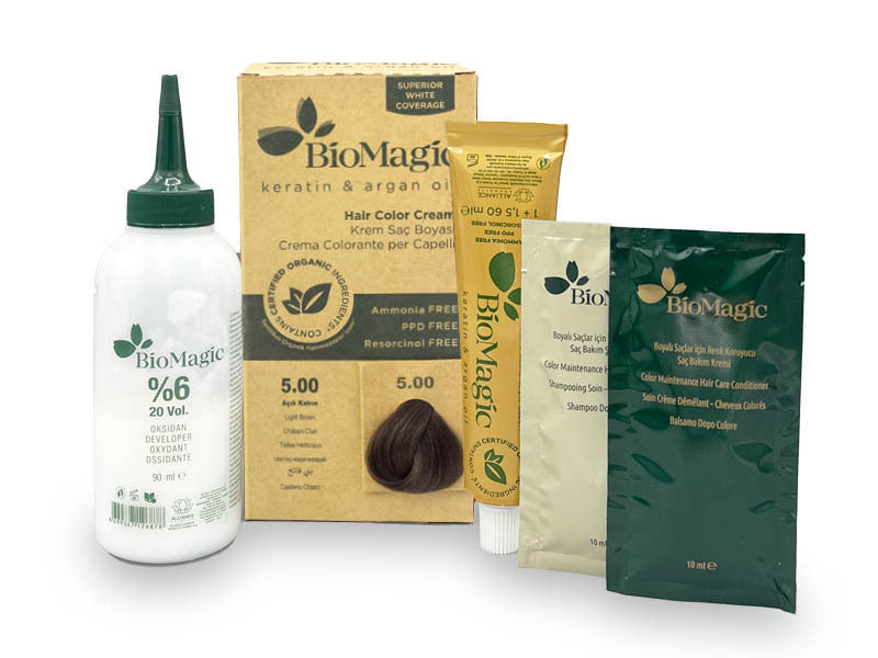 Translation missing: ar.BioMagic Hair Color Cream Light Brown No: 5.00 packaging and product view - BioMagic - accessibility.image_number 3