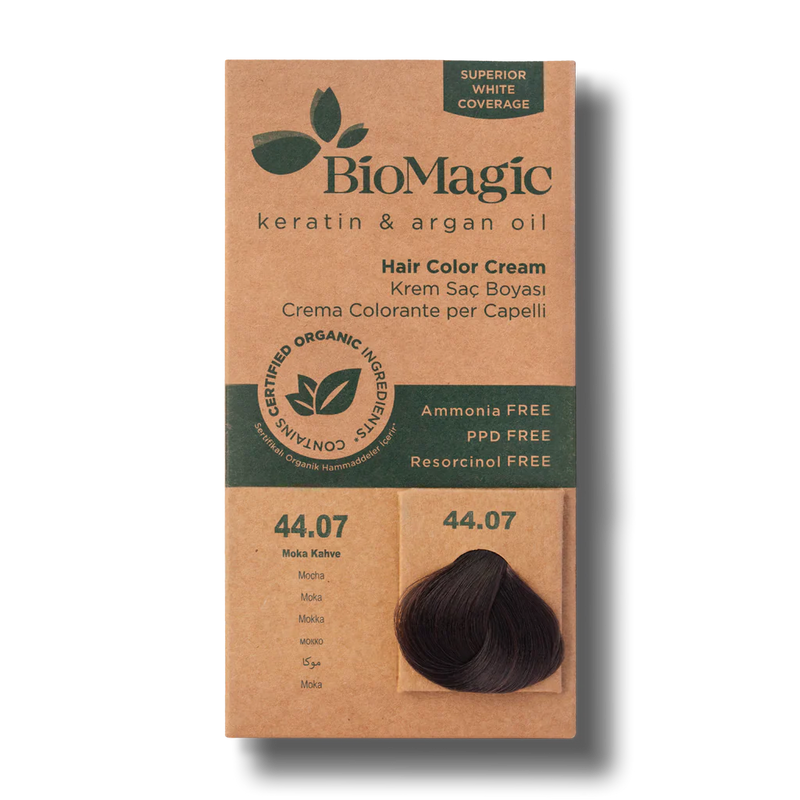 Translation missing: ar.BioMagic Hair Color Cream Mocha Brown No: 44.07 packaging and product view - BioMagic - accessibility.image_number 1