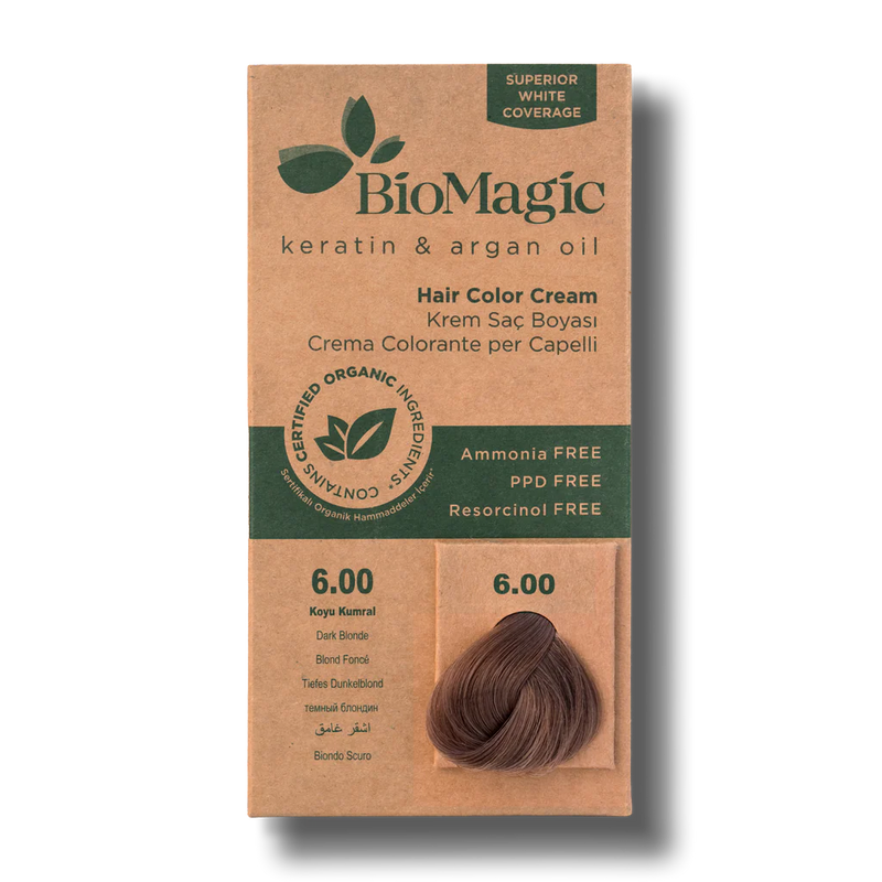 Translation missing: ar.BioMagic Hair Color Cream Dark Ash Blonde No: 6.00 packaging and product
 - BioMagic - accessibility.image_number 1