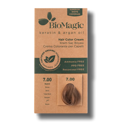 BioMagic Hair Color Cream Dark Blonde No: 7.00 packaging and product
 - BioMagic