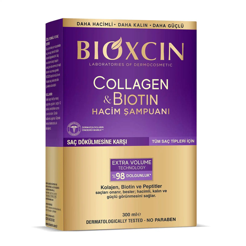 Translation missing: en.Bioxcin Collagen &amp; Biotin Volumizing Shampoo 300 ml packaging and product view - Bioxcin - accessibility.image_number 1