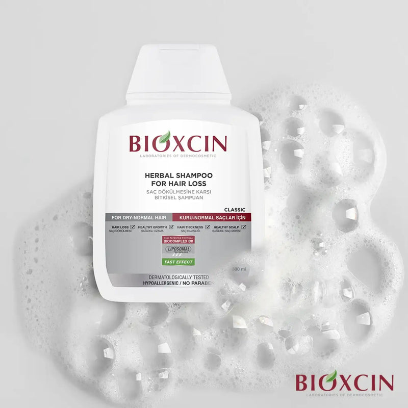Bioxcin Herbal Classic Anti-Hair Loss Shampoo for Dry and Normal Hair 300 ml packaging and product view - Bioxcin - Image 3