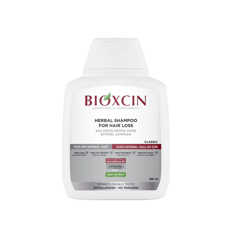 Bioxcin Herbal Classic Anti-Hair Loss Shampoo for Dry and Normal Hair 300 ml packaging and product view - Bioxcin - Image 2