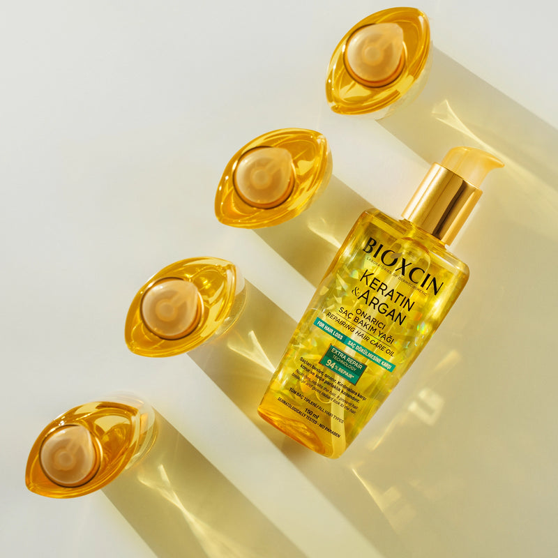 Bioxcin Keratin & Argan Repairing Hair Care Oil 150 ml packaging and product view - Bioxcin - Image 3
