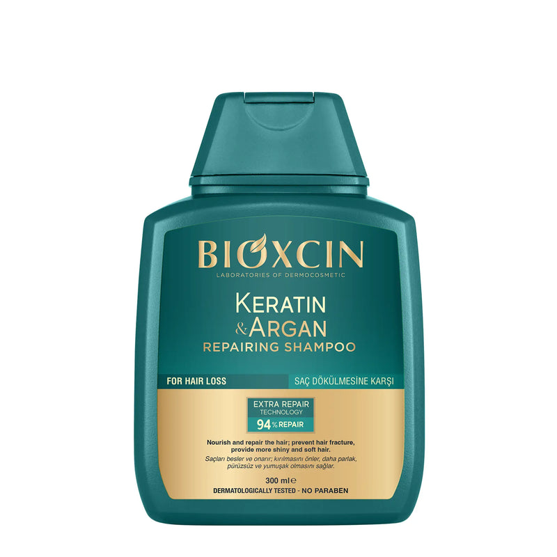 Bioxcin Keratin & Argan Repairing Shampoo 300 ml packaging and product view - Bioxcin - Image 2