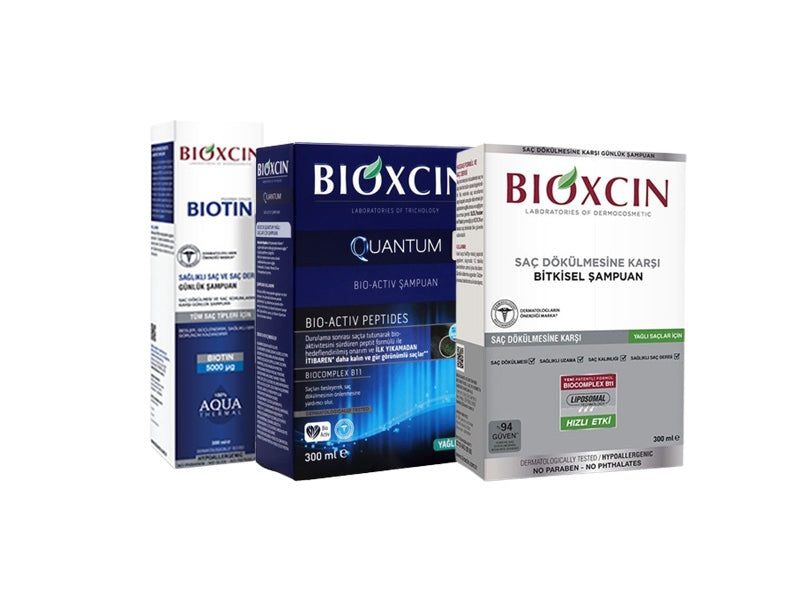 Bioxcin Oily Hair Care Set with Herbal, Volumizing, and Biotin Shampoos - صورة 1