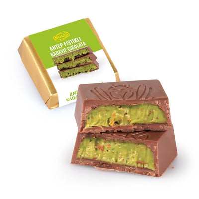 Bolci Dubai Milk Chocolate Pistachio Kadaif Filling 10 Squares - Bolci