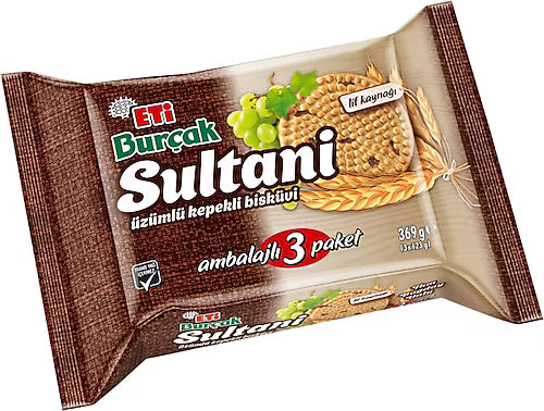 Eti Burcak Sultani Raisin Bran Biscuit 123g x 3 Pieces - صورة 1